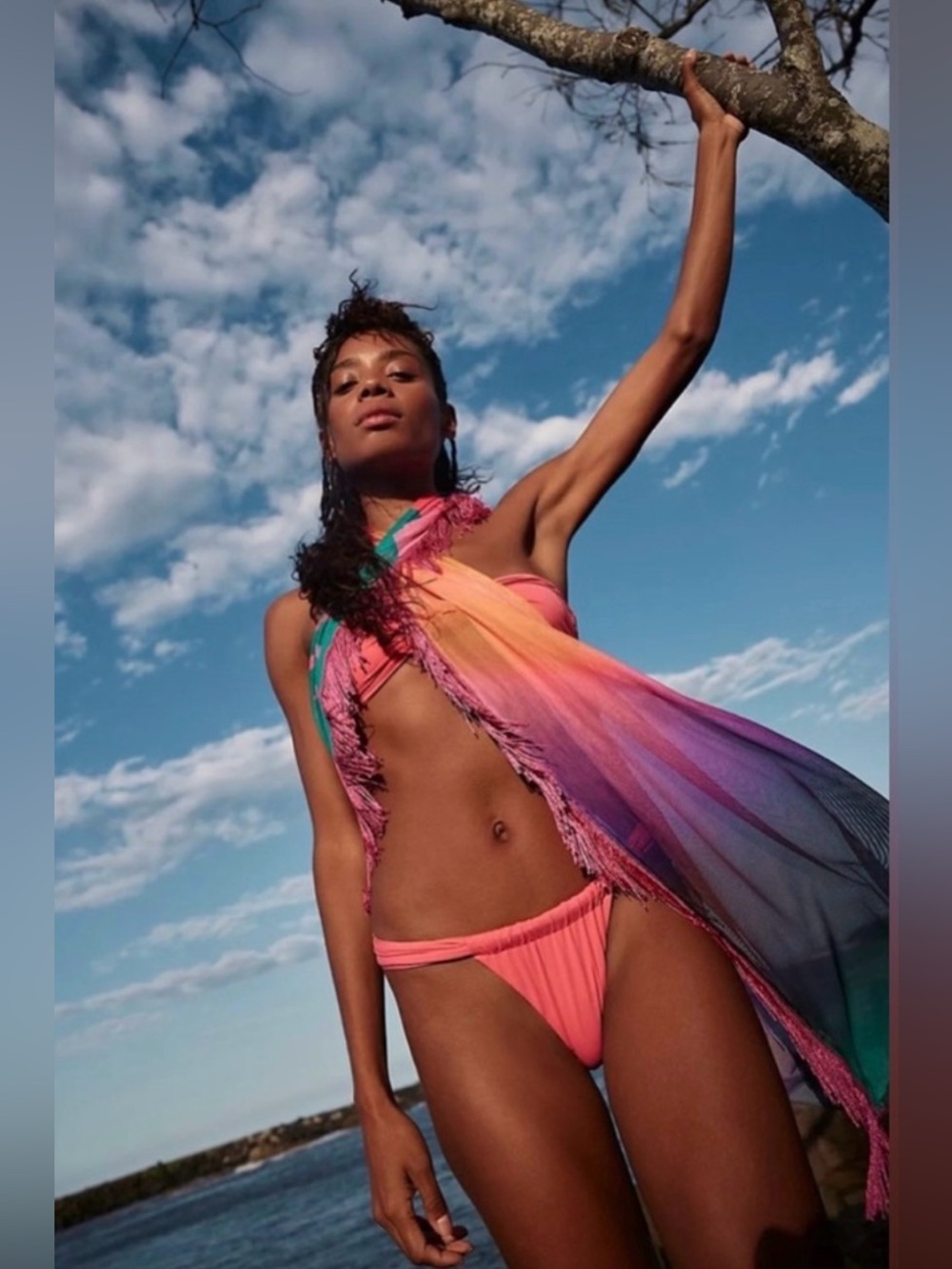 Stone Fox Swim bijou bottom in sunset pink